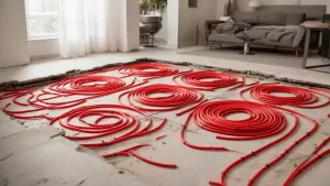 Salon 30 m2 ile pętli podłogówki