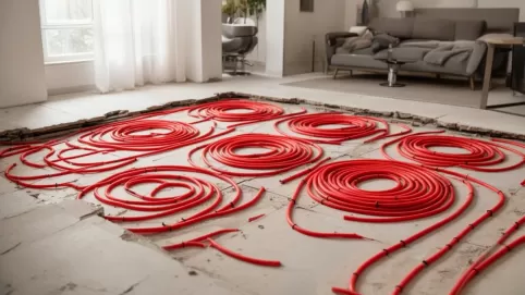 Salon 30 m2 ile pętli podłogówki